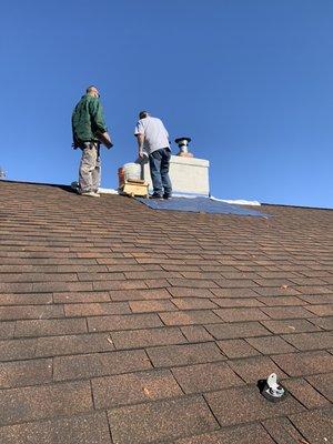 EIFS repair and refinishing on a small chimney