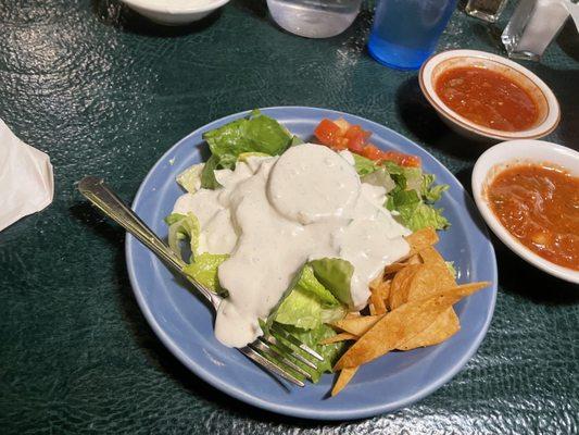 salad with extra bleu cheese dressing...