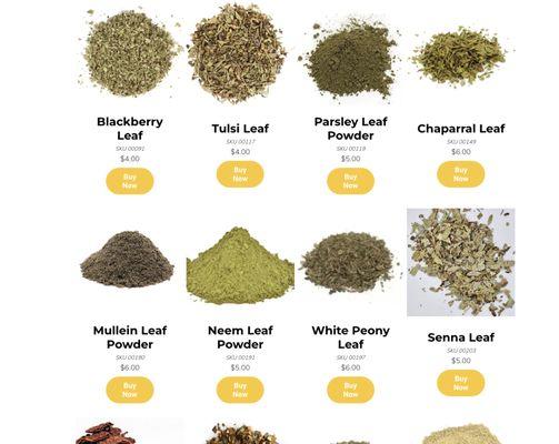 Different leaf herbs available