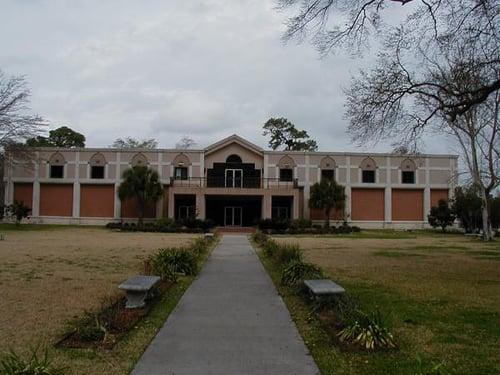 Gauranga Hall is facing the temple.