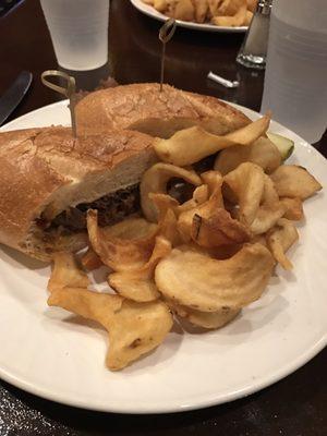 Philly cheesesteak with fries- so good!