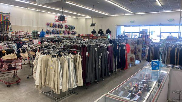 We have great deals on men, women, and kids clothing.