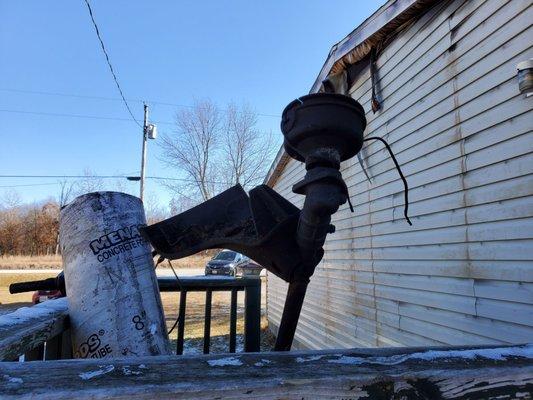 Outside burned home.