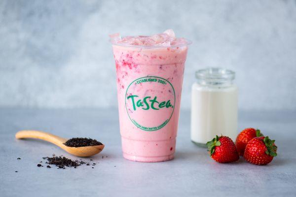 Strawberry Milk Tea with Strawberry Bits