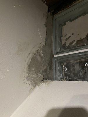 Cement over broken drywall