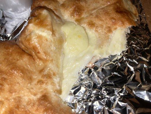 Inside cheese calzone