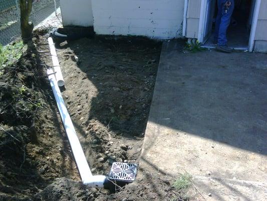 Drain install in back yard.