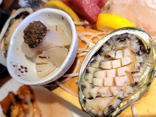 Scallops with diced truffles and abalone