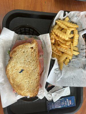 Italian sandwich and fries