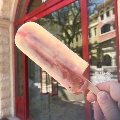 Limoncello dessert pop with raspberry-soaked ladyfinger