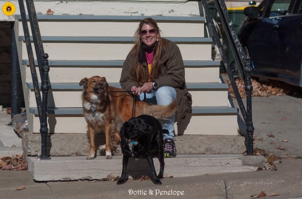 Lori posing with the girls.