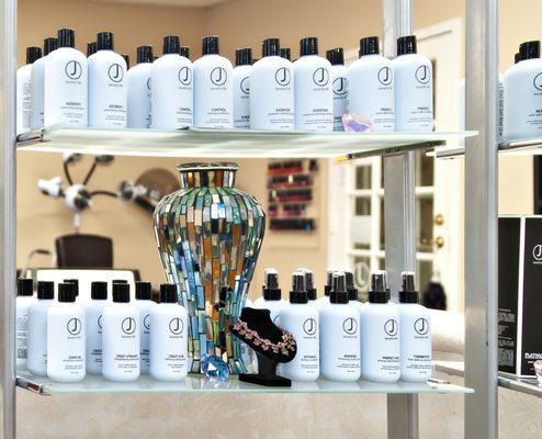 We use only J Bev Hills Hair Products which are organic and produce fabulous results!