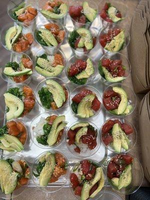 Party size poke bowls