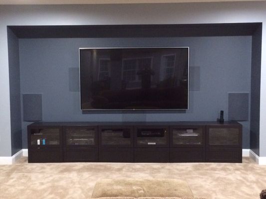 84" LG with Definitive in-wall speakers and subwoofers