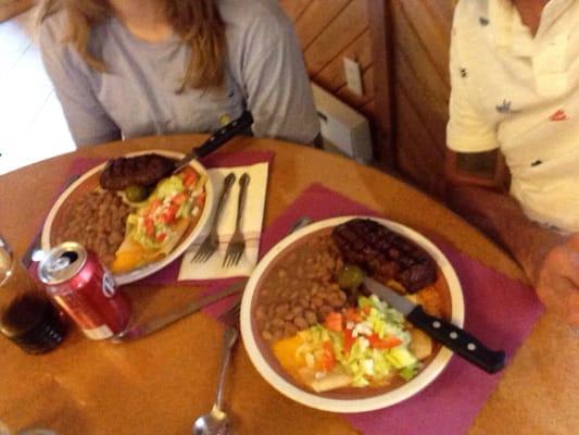 Greatest place in the world. They put a steak and enchiladas on the same plate.