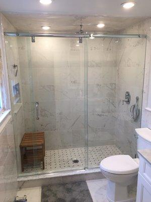 Custom Inline Hydro Sliding Shower Door Unit