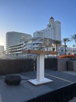 My DJ setup with custom DJ booth at the Long Beach Convention Center