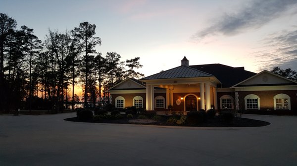 Beautiful sunset on the clubhouse.