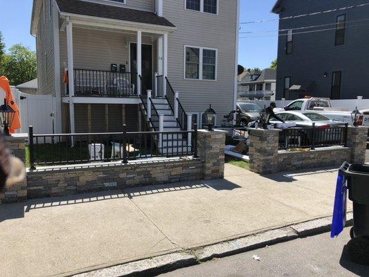 New deck new railings and new stone wall