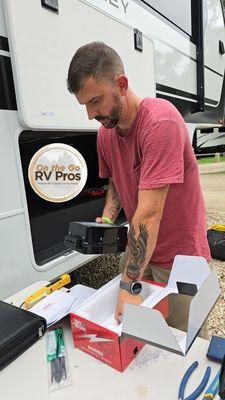 Installation of a surge protector on an RV