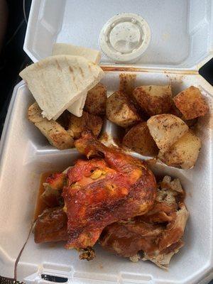 Chicken and rib combo with boiled potatoes