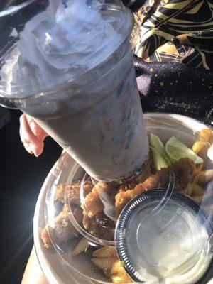 Birthday Batter Milkshake with Fish & Chips