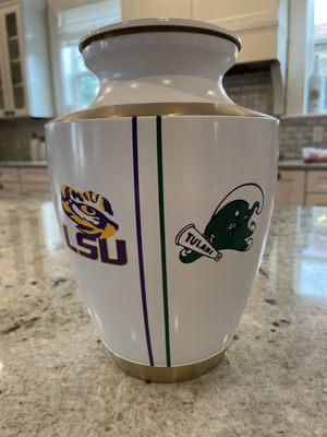 My Uncle's final wish - an LSU/Tulane Urn!