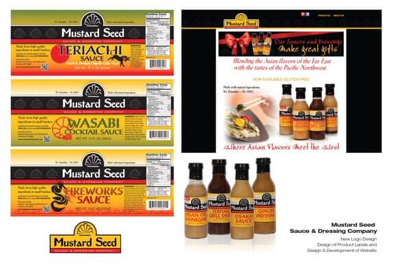 Mustard Seed Sauce. New logo design, Design labels for bottles and website design and development.