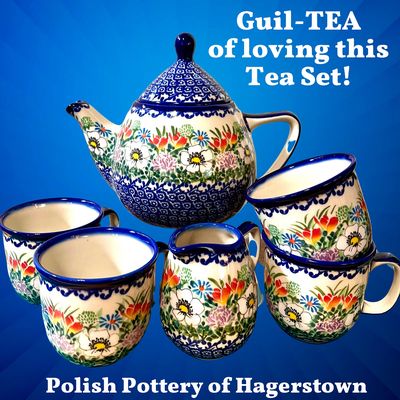 Unikat Tea Set by Ceramika Kalich.  Shop on our website- www.polishpotteryofhagerstown.com