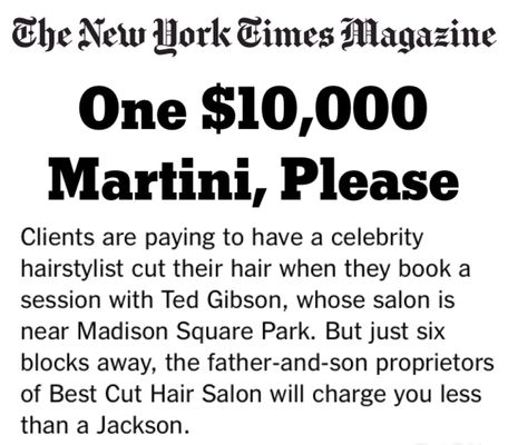 Article about our barbershop in New York Times Magazine in 2014.