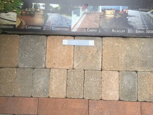 Picture #1 of display of Brussels Block Desert Sand at Haley Stone in Auburn Hills.  Unilock pavers we ordered.