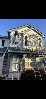 Painting of aluminum soffit & wood trim