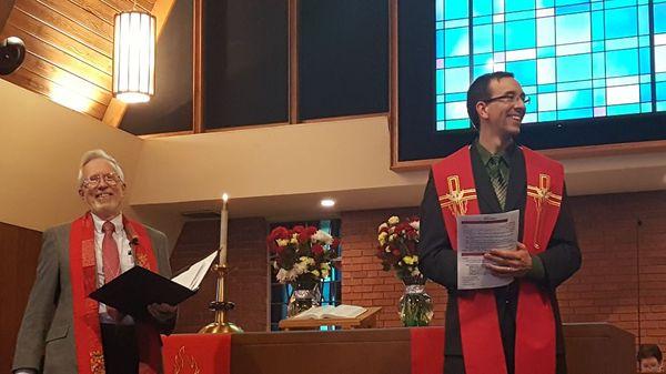 Our new Pastor Karl (right) was just installed and brings a fresh, young perspective on living a life faith and following Jesus.