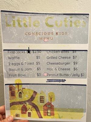 Kid's Menu (I appreciate the recycled paper!)