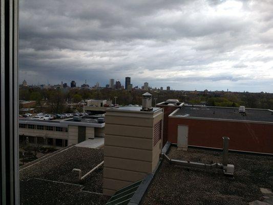 Zoomed out photos of the view from the 6th floor lounge.