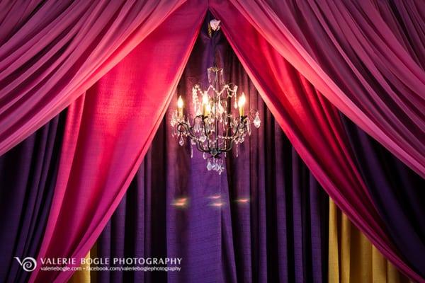 Custom backdrop with chandelier