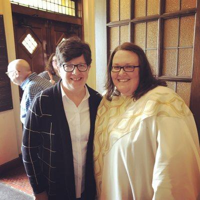 Pastor Kelly and ELCA Presiding Bishop Elizabeth Eaton ( at worship on Easter, 2017).