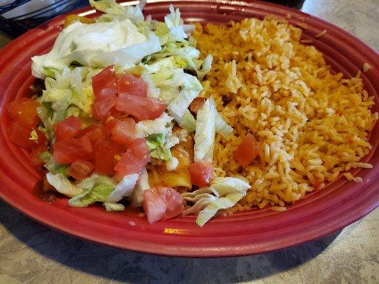 Chicken enchiladas lunch portion. Huge!