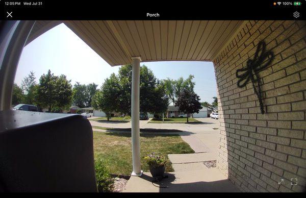 Antenna left on porch.