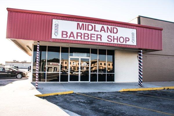 Front of Barber Shop. Located on Midkiff and Illinois across Church's Chicken on Midkiff.