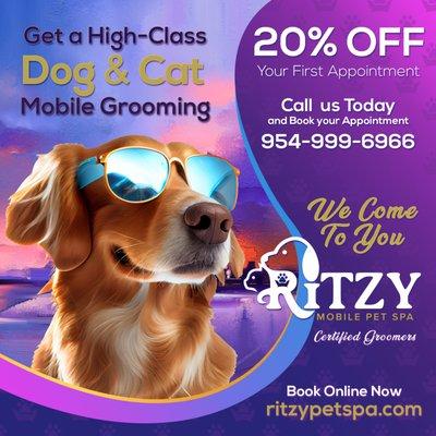 Attention pet owners!  Is your furry friend in need of a fresh new look? Our mobile pet grooming services are here to help!