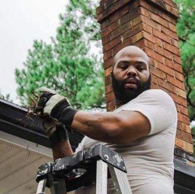 Beautiful day cleaning gutters for client.