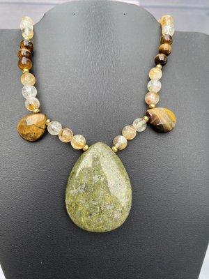 Pyrite, Citrine and Tiger's  Eye Necklace