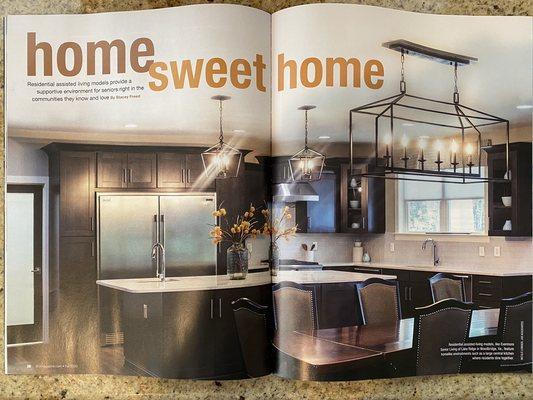 Cover page of the article highlighted our dining and kitchen