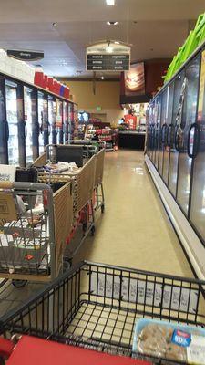 Love these baskets full of discounted merchandise down the freezer isle