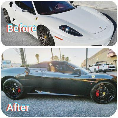 Before and after of a paint job