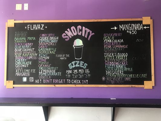 Snowcone Menu