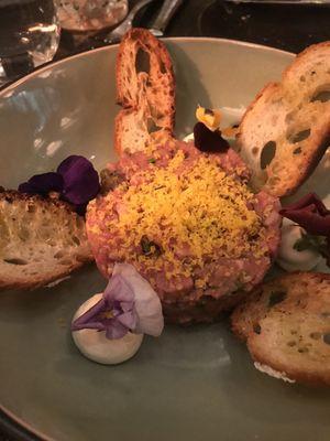 The delicious beef tartare at Coterie