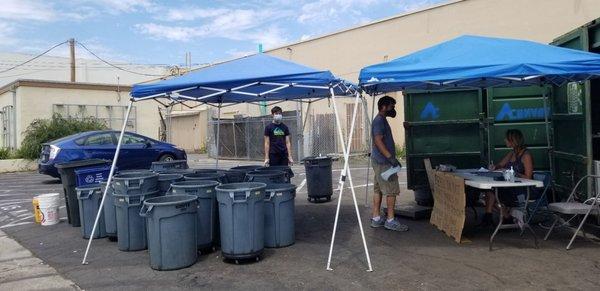 Behind the strip mall.  Neat and clean recycling place