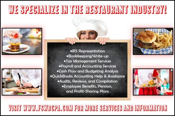 We specialize in the restaurant industry!